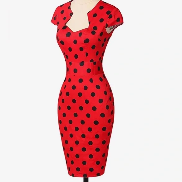 Grace Karin Cap Sleeve Vintage Pencil Dress | Color: Black/Red | Size: XL | Chimeranicole's Closet
